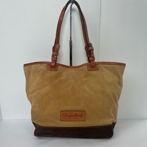 Dooney & Bourke Suede Leather Tote Sholder Handbag Purse Honey Brown